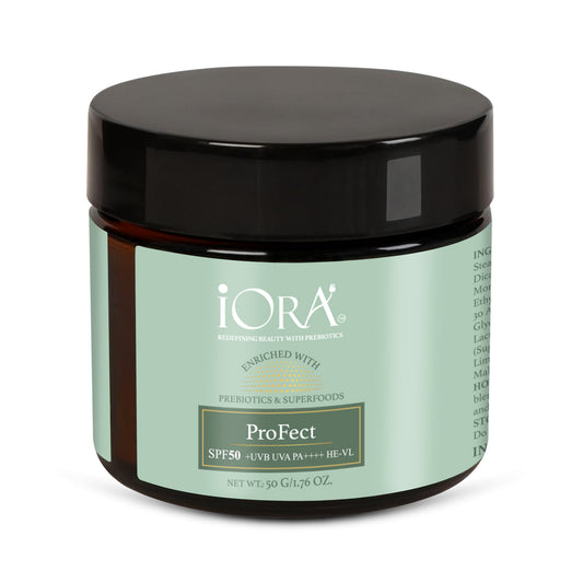 iORA ProFect Prebiotic SPF 50 PA++++ Tinted Sunscreen | 4-in-1 Day Cream + Primer + Skin Tint | Ceramides & Peptides | No White Cast | 50g
